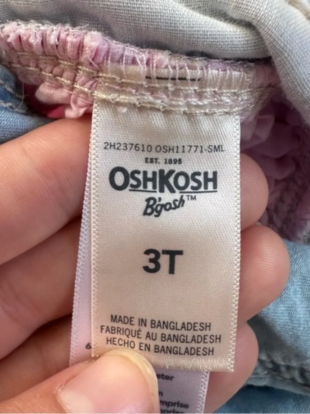Oshkosh B'Gosh | Pink Denim Floral Skirtall | Size 3T